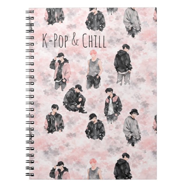 Caderno Espiral K-Pop & Chill Minimalist Silhouette Aesthetic (Frente)