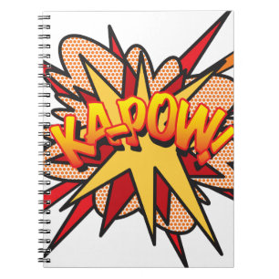 Caderno Espiral KA-POW Diversão Arte Pop de Quadrinhos Retrô