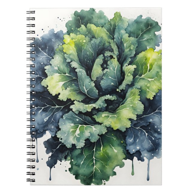 Caderno Espiral Kale - Watercolor flowers (Frente)