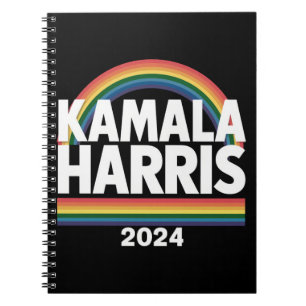 Caderno Espiral Kamala Harris 2024 Arco-íris Orgulho Gay LGBT Elei