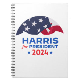 Caderno Espiral Kamala Harris Para O Presidente 2024 American Flag