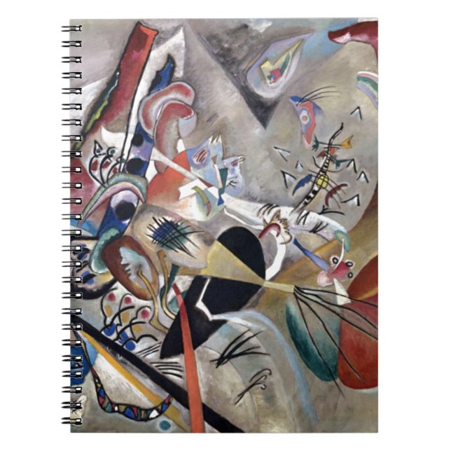 Caderno Espiral Kandinsky Na Trabalho de arte Cinza Da Abstrato (Frente)