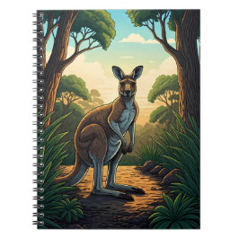 Caderno Espiral Kangaroo in Sunlit Forest