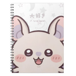 Caderno Espiral Kawaii Bat Pastel Notebook - "Daisuki"