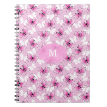 Caderno Espiral Kawaii Borboleta Rosa Bonita