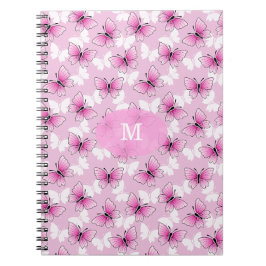 Caderno Espiral Kawaii Borboleta Rosa Bonita