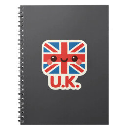 Caderno Espiral Kawaii British Flag - Cute UK Design