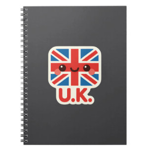 Caderno Espiral Kawaii British Flag - Cute UK Design