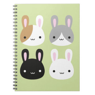 Caderno Espiral Kawaii Bunny Rabbits