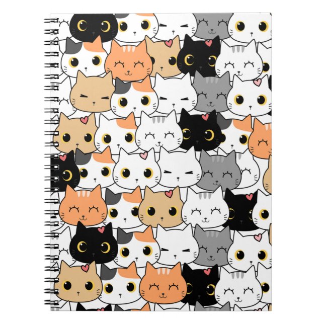 Caderno Espiral Kawaii Cat Pattern (Frente)