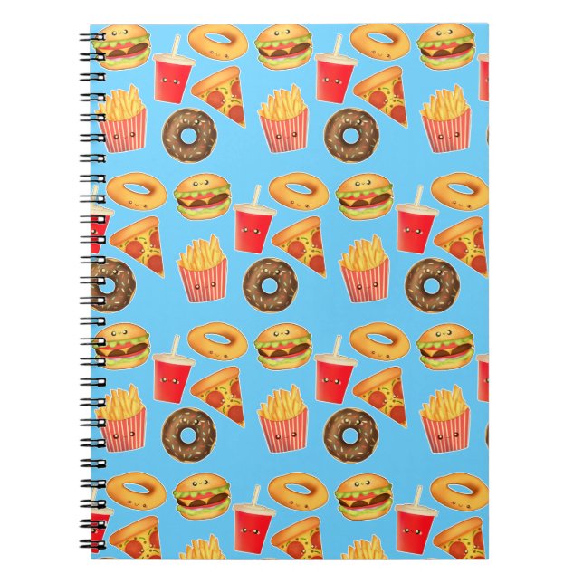 Caderno Espiral Kawaii Cute Junk Comida (Frente)