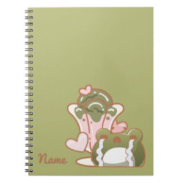 Caderno Espiral Kawaii Frog with Matcha Cake Personalized Note
