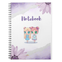 Caderno Espiral Kawaii Girls: Notebook espiral para crianças