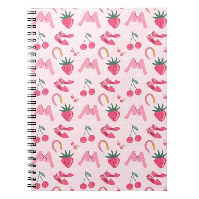 Caderno Espiral Kawaii Hand-drawn Girly Things Seamless Pattern (Frente)