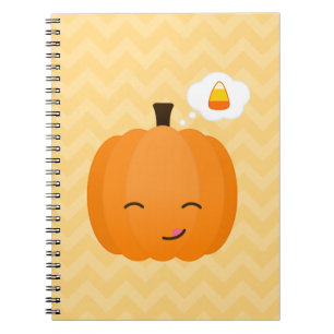 Caderno Espiral Kawaii Jack o'Lantern e Candy Corn
