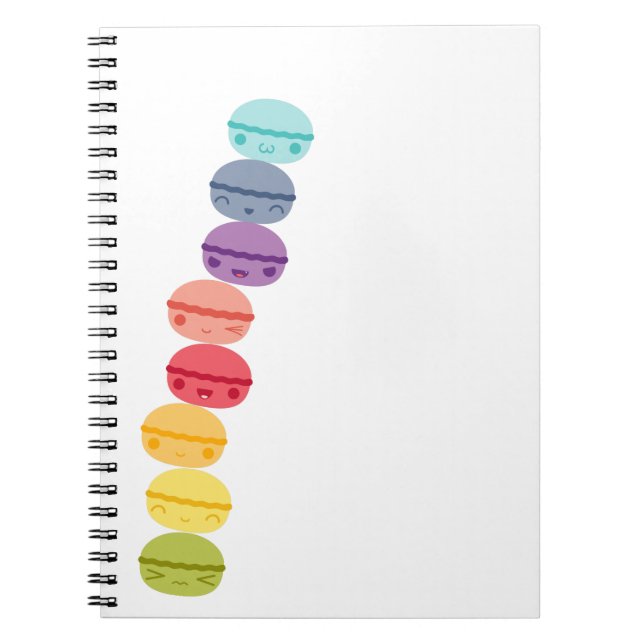 Caderno Espiral Kawaii Macarons empilhado arco-íris (Frente)