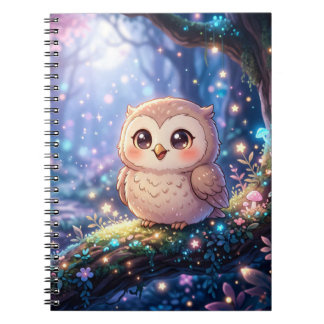 Caderno Espiral Kawaii Night Owl Notebook, Magical Owl Spiral Note