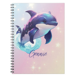 Caderno Espiral Kawaii Orca Killer Whale Personalizou Azul e Rosa