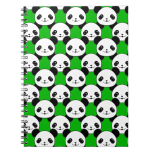 Caderno Espiral Kawaii Panda Bear Pattern