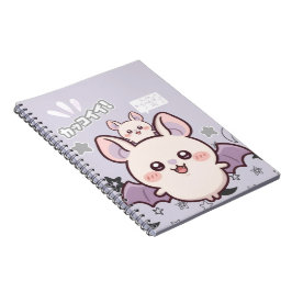 Caderno Espiral Kawaii Pastel Lavender Bat & Baby Notebook – Cute 