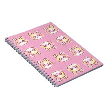 Kawaii Pink Kitty Pattern Spiral Notebook 