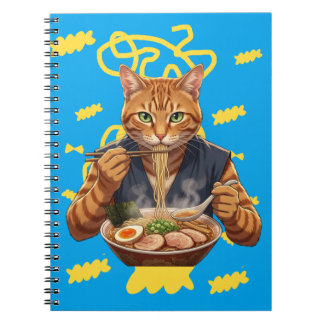 Caderno Espiral Kawaii Ramen Gato Estético – Arte Pop Japonês