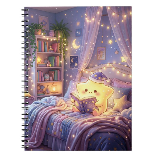 Caderno Espiral Kawaii Sonhos Estrelados (Frente)