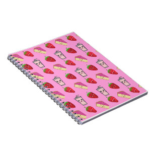 CADERNO ESPIRAL KAWAII STRAWBERRY E CHEESECAKE