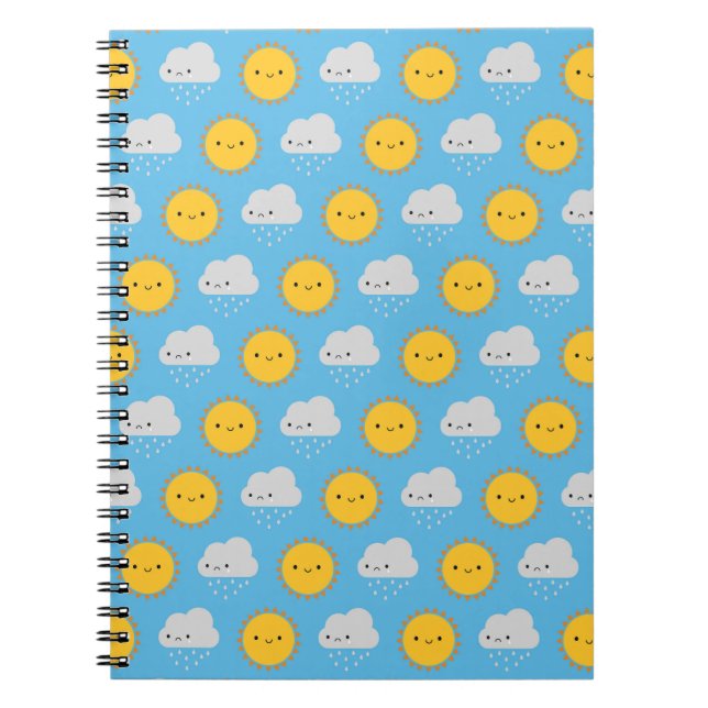 Caderno Espiral Kawaii Sun & Rain (Frente)