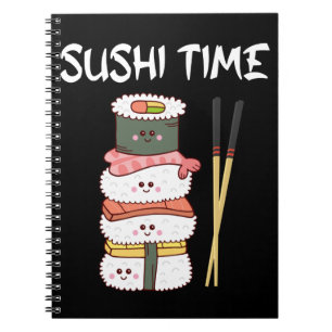 Caderno Espiral Kawaii Sushi Time Anime Bonita Comida Japonesa