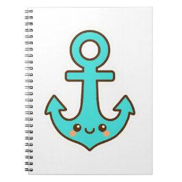 Caderno Espiral Kawaii Turquoise Anchor - Whimsical & Cheerful