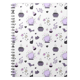 Caderno Espiral Kawaii Witchy Pattern