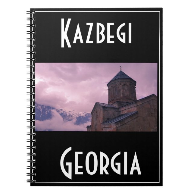 Caderno Espiral Kazbegi Stepantsminda Georgia Causa Montanhas (Frente)
