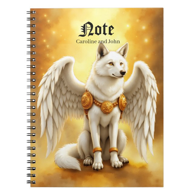 Caderno Espiral Keeper of the Dawn – The White Winged Wolf.  (Frente)