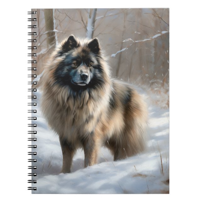 Caderno Espiral Keeshond Deixe-o nevar no Natal (Frente)