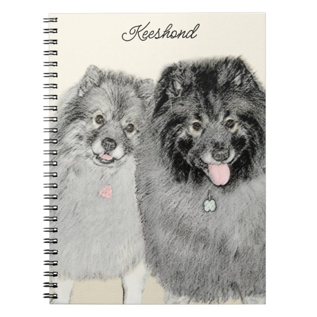 Caderno Espiral Keeshond Graphics Keeshond Mãe e Filho (Frente)