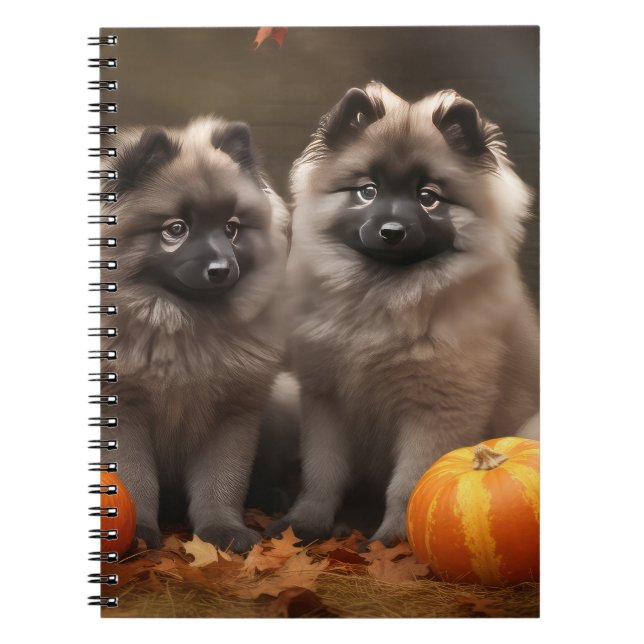 Caderno Espiral Keeshond Puppy Autumn Delight Pumpkin (Frente)