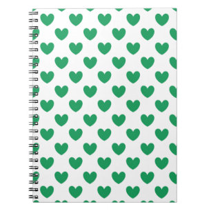 Caderno Espiral Kelly Green Polka Hearts em branco