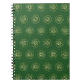 Caderno Espiral Kelly Verde | Medalhões de Flor de Zínia Dourada