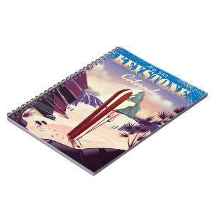 Caderno Espiral Keystone, poster do estilo Colorado Ski.