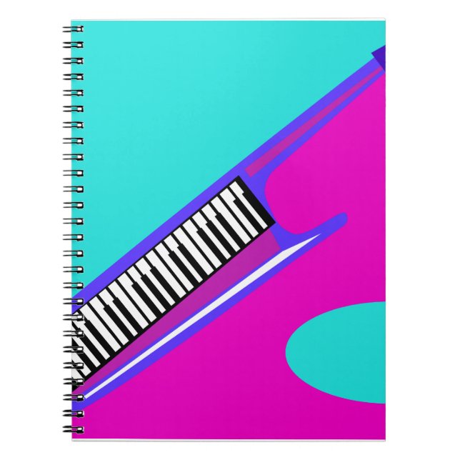 Caderno Espiral Keytar Totalmente Neon anos 80 (Frente)