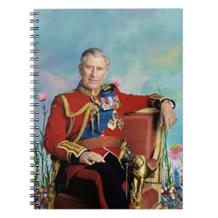 Caderno Espiral King Charles III com fundo de Primavera Garden