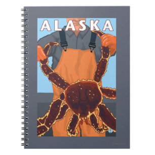 Caderno Espiral King Crab e Viagens vintage do pescador