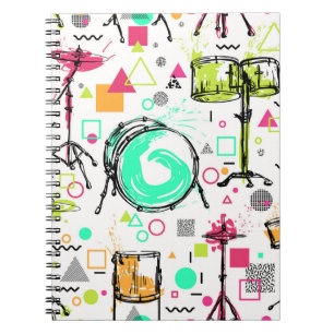 Caderno Espiral Kit de Tambor: Imagem de Memphis de Aquarela.