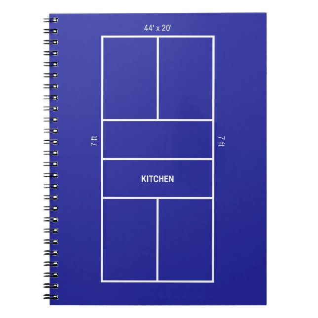 Caderno Espiral Kitchen Pickleball Court Diagram (Frente)