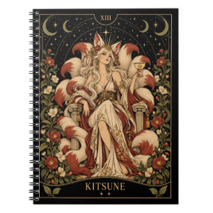Caderno Espiral Kitsune, Arte do Tarot Estrelado