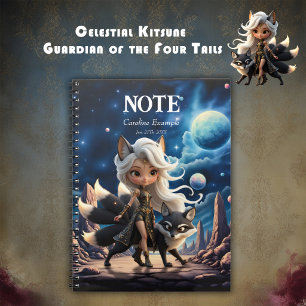 Caderno Espiral Kitsune Celestial – Guardiã das Quatro Caudas.