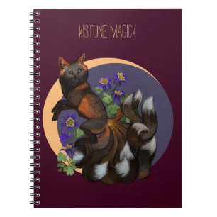 Caderno Espiral Kitsune e Columbine Flowers