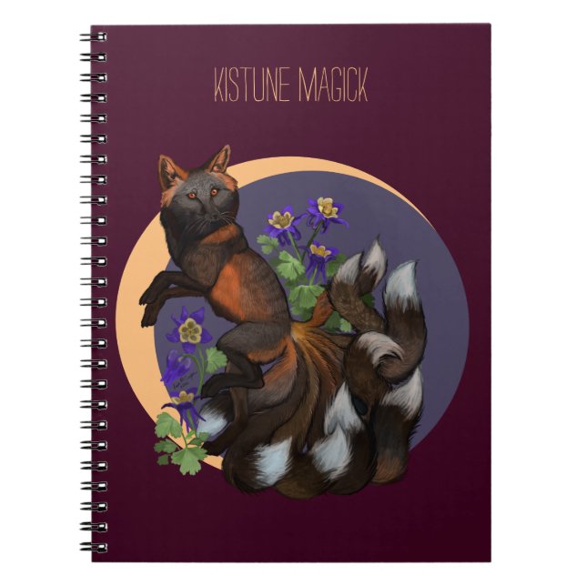 Caderno Espiral Kitsune e Columbine Flowers (Frente)