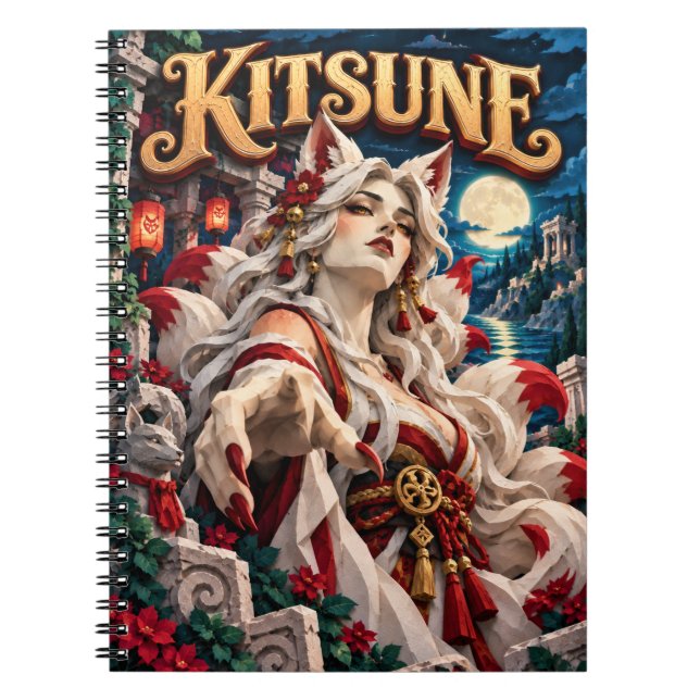 Caderno Espiral Kitsune, Monstro de Corte de Papel (Frente)